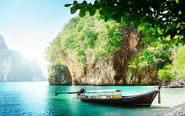 Boats thailand sea crag nature