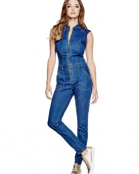 Alyssa arce sexy denim wear front, guess campaign ii