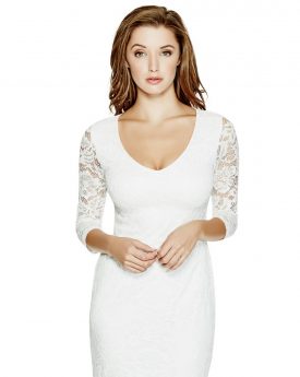 Alyssa arce white dress front, guess campaign ii