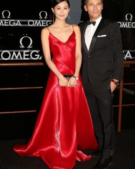 Fala chen looking great in red at omega gala evening at palazzo pisani moretta in venice