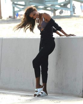 Gorgeous jasmine tookes at victoria's secret photoshoot in venice beach, ca