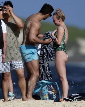 Jorgie Porter Having Fun With James At Beach Of Hawaii