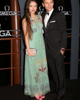 Matilde gioli with raynald at omega gala evening at palazzo pisani moretta in venice