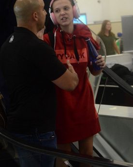 Millie bobby brown at brisbane airport to sydney