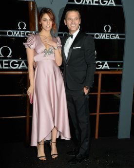 Miriam leone with raynald aeschlimann at omega gala evening at palazzo pisani moretta in venice