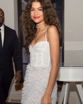 Zendaya in beautiful white grown at forevermark tribute event in nyc