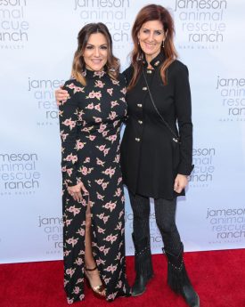 Shoshana bean with designer at jarr presents napa in need in beverly hills